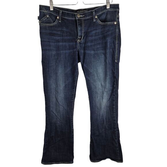 Rock & Republic Kasandra Medium Rise Boot Cut Rhinestone Stud Blue Jeans 14 S - Picture 1 of 5